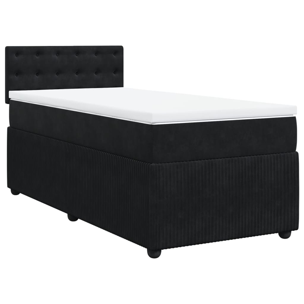 Giroletto A Molle Con Materasso Nero 90x200 Cm In Velluto - Image 3