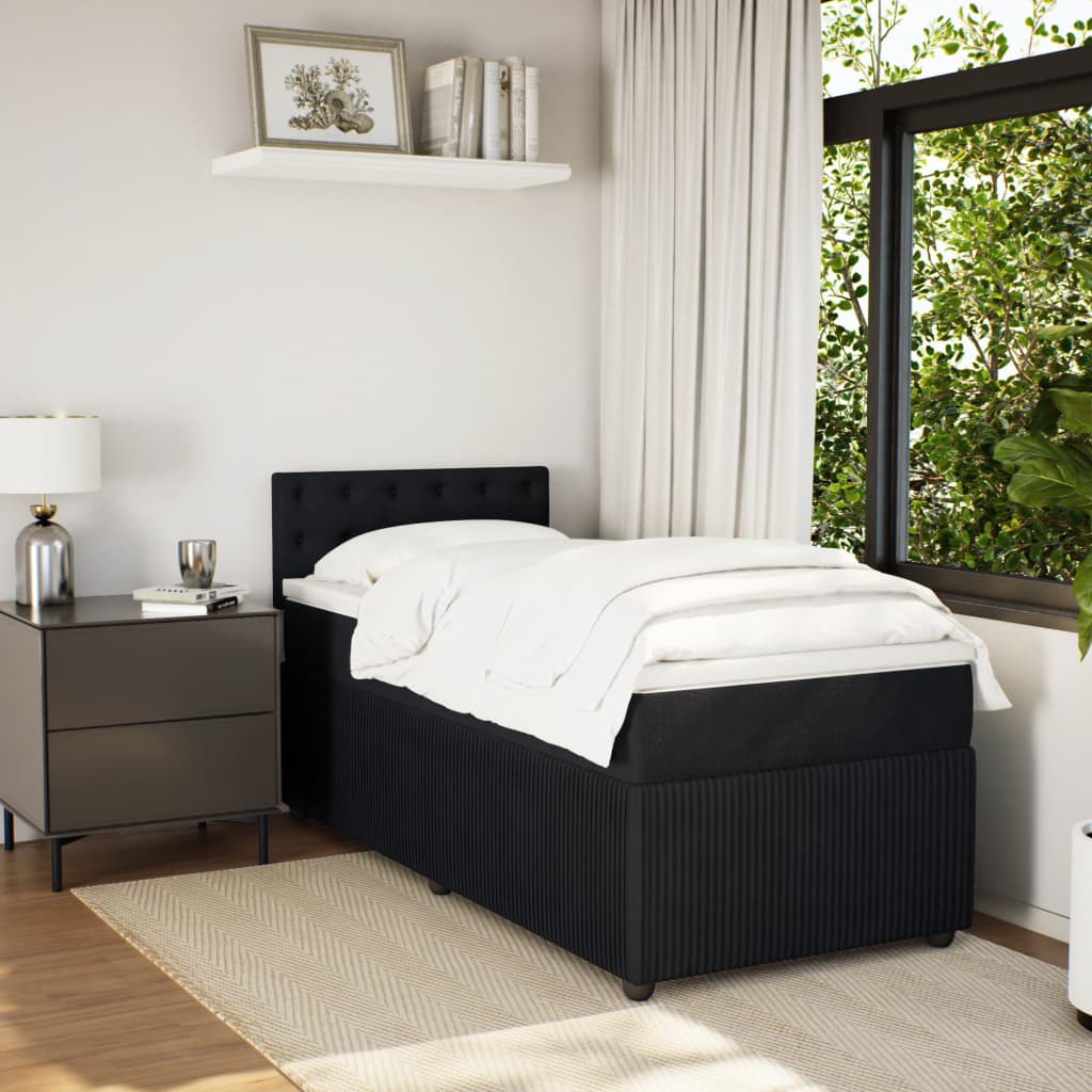 Giroletto A Molle Con Materasso Nero 90x200 Cm In Velluto - Image 4