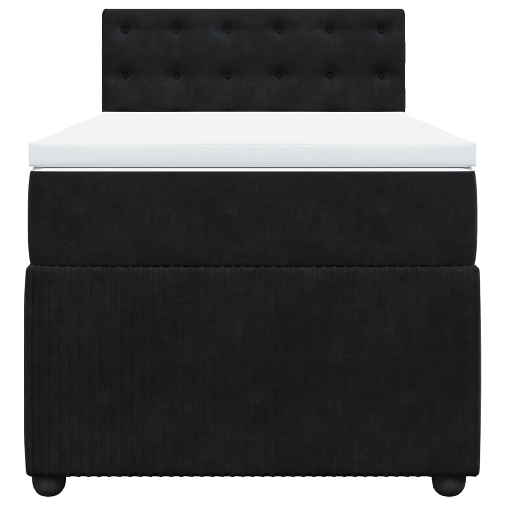 Giroletto A Molle Con Materasso Nero 90x200 Cm In Velluto - Image 6