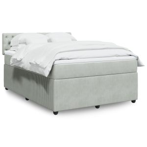 Giroletto A Molle Con Materasso Grigio Chiaro 140x190cm Velluto