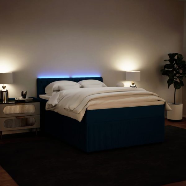 Giroletto A Molle Con Materasso Blu 140x200 Cm In Velluto - Image 4