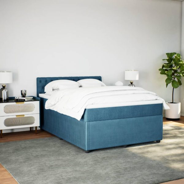Giroletto A Molle Con Materasso Blu 140x200 Cm In Velluto - Image 5