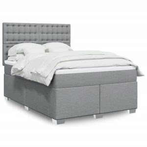 Giroletto A Molle Con Materasso Grigio Chiaro 140x190cm Tessuto