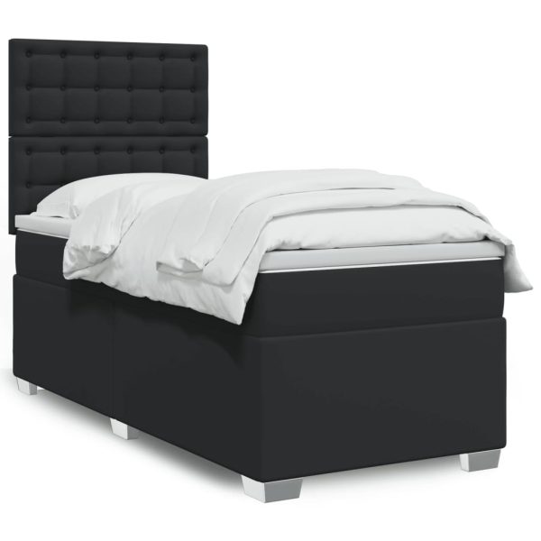Giroletto A Molle Con Materasso Nero 80x200 Cm In Similpelle