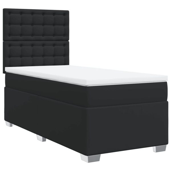 Giroletto A Molle Con Materasso Nero 80x200 Cm In Similpelle - Image 2