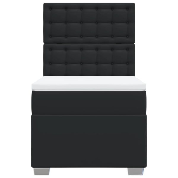 Giroletto A Molle Con Materasso Nero 80x200 Cm In Similpelle - Image 4