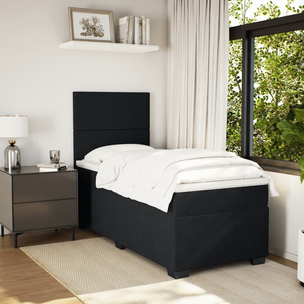 Giroletto A Molle Con Materasso Nero 90x190 Cm In Velluto - Image 3