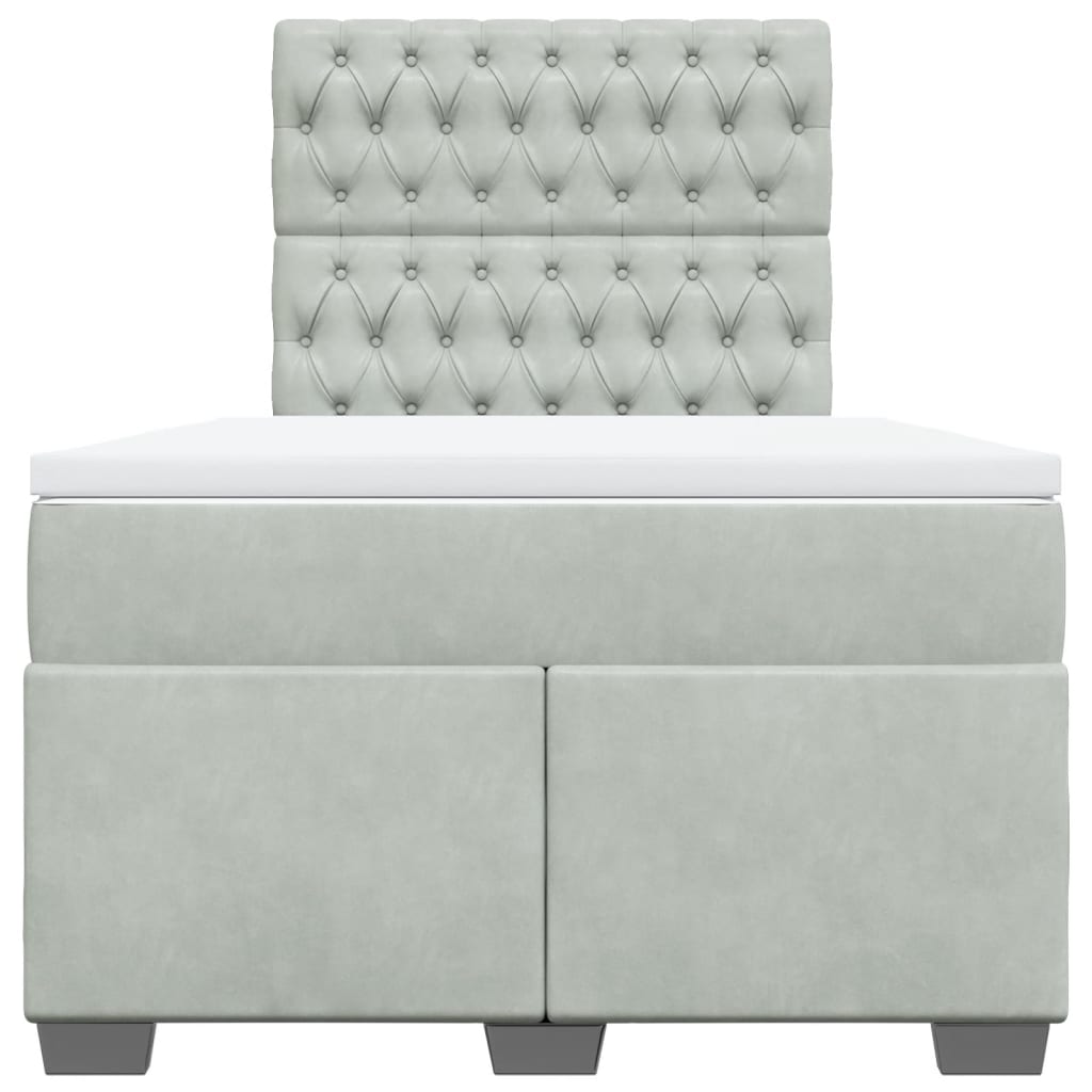 Giroletto A Molle Con Materasso Grigio Chiaro 120x200cm Velluto - Image 4