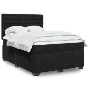 Giroletto A Molle Con Materasso Nero 140x190 Cm In Velluto