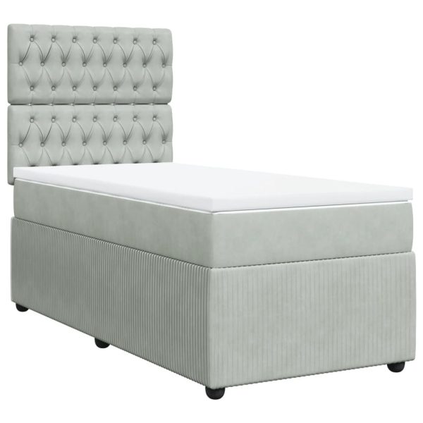 Giroletto A Molle Con Materasso Grigio Chiaro 90x200 Cm Velluto - Image 2