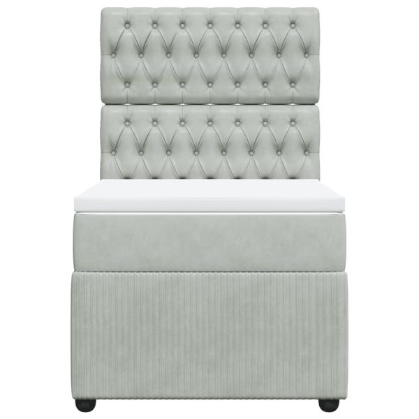 Giroletto A Molle Con Materasso Grigio Chiaro 90x200 Cm Velluto - Image 4