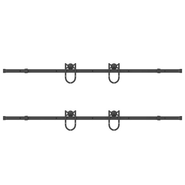 Kit Di Binari Per Porte Scorrevoli 200 Cm Acciaio Nero - Image 6