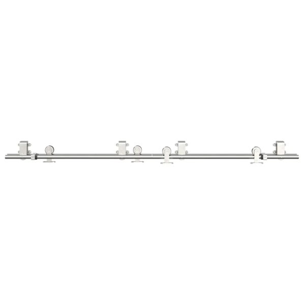 Kit Binari Porta Scorrevole 183 Cm Acciaio Inossidabile Argento - Image 5