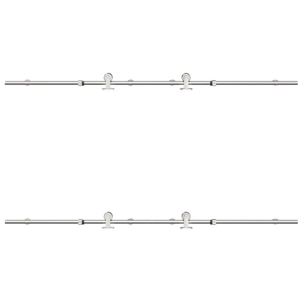 Kit Binari Porta Scorrevole 183 Cm Acciaio Inossidabile Argento - Image 6