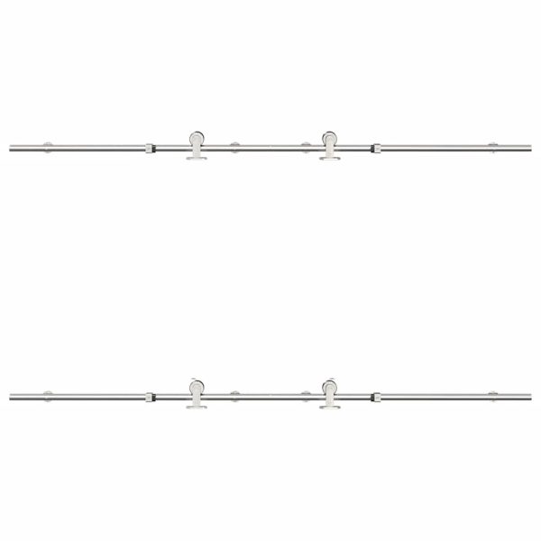 Kit Binari Porta Scorrevole 200 Cm Acciaio Inossidabile Argento - Image 6