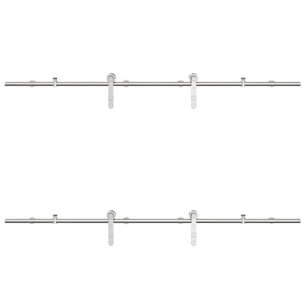 Kit Binari Porta Scorrevole 183 Cm Acciaio Inossidabile Argento - Image 6