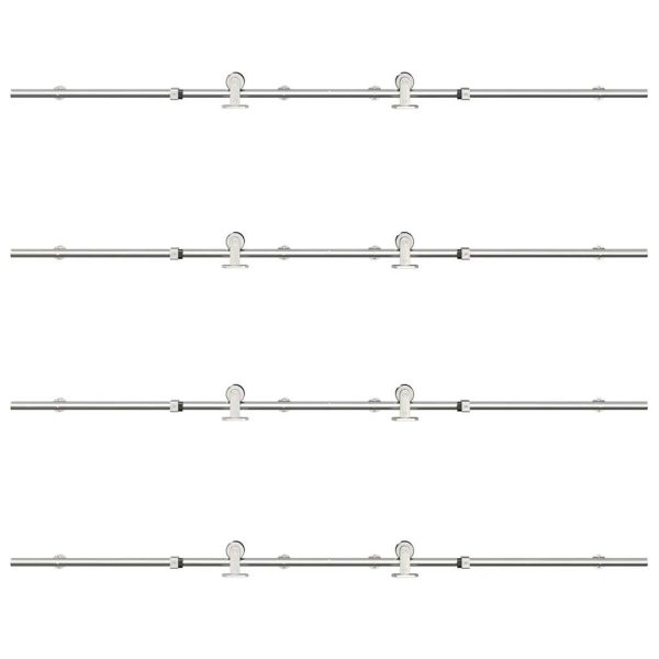 Kit Binari Porta Scorrevole 366 Cm Acciaio Inossidabile Argento - Image 6