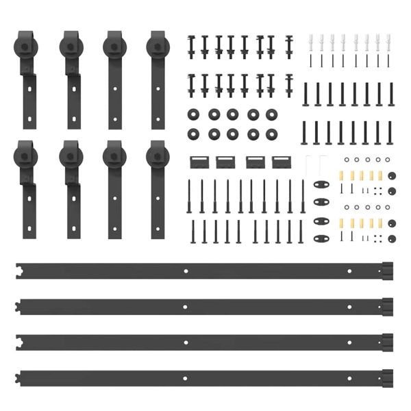 Kit Di Binari Per Porte Scorrevoli 366 Cm Acciaio Nero - Image 5