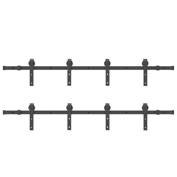 Kit Di Binari Per Porte Scorrevoli 366 Cm Acciaio Nero - Image 6