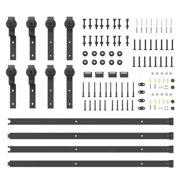 Kit Di Binari Per Porte Scorrevoli 400 Cm Acciaio Nero - Image 5