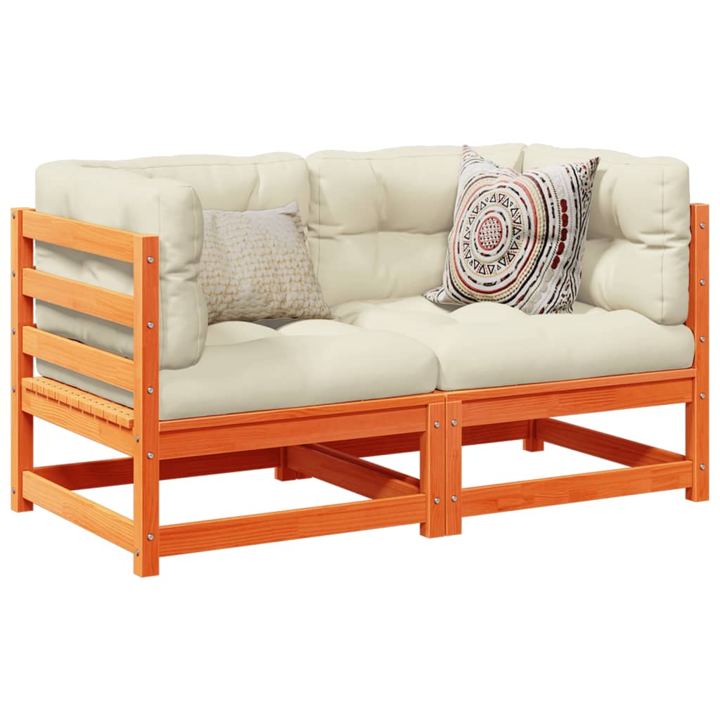 Set Divani Da Giardino 2 Pz Marrone Cera Legno Massello Pino