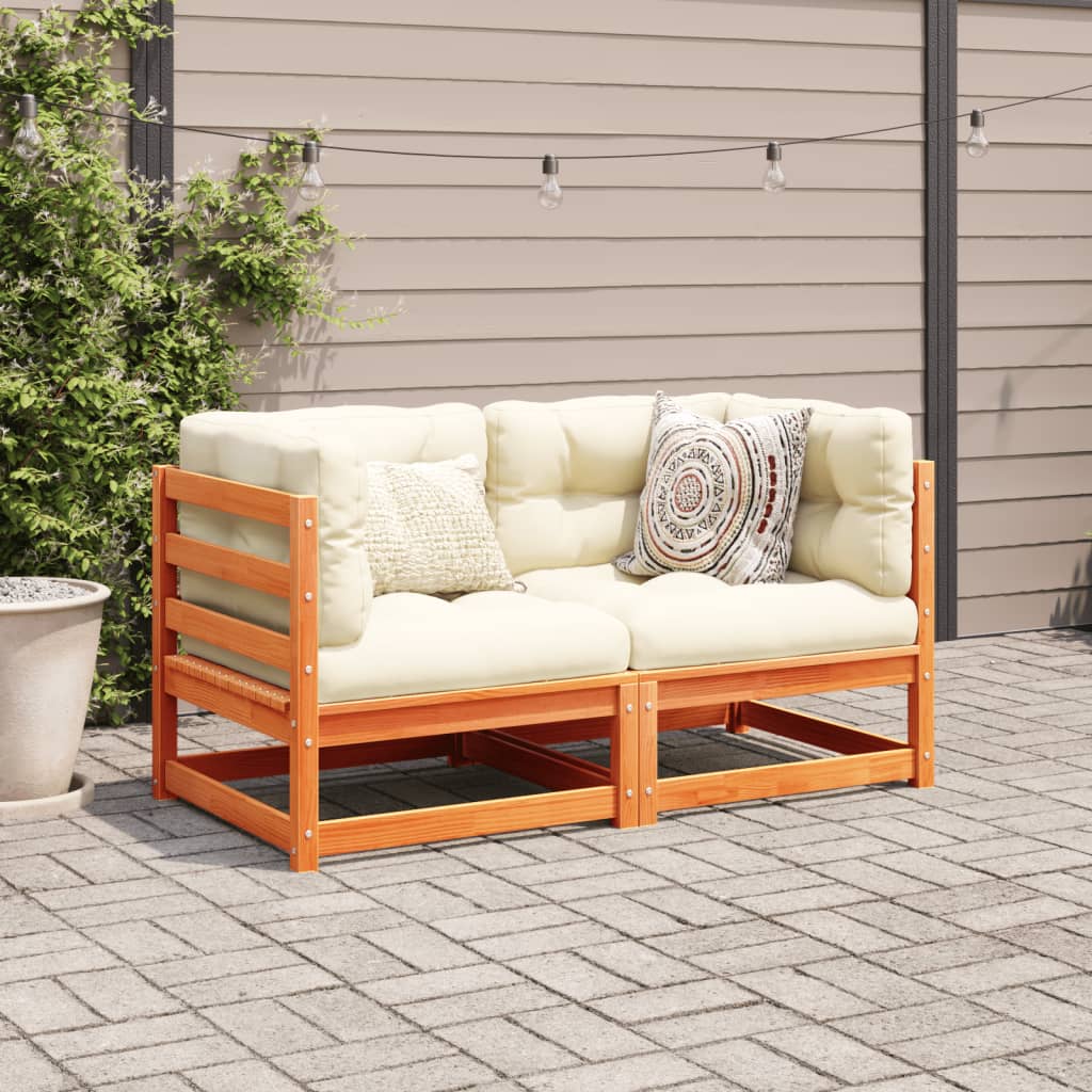 Set Divani Da Giardino 2 Pz Marrone Cera Legno Massello Pino - Image 3