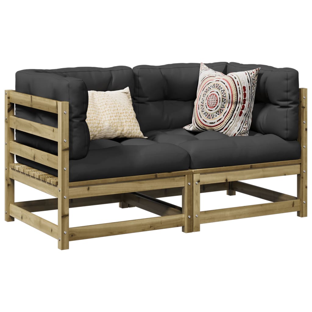 Set Divani Da Giardino 2pz Con Cuscini Legno Impregnato Di Pino