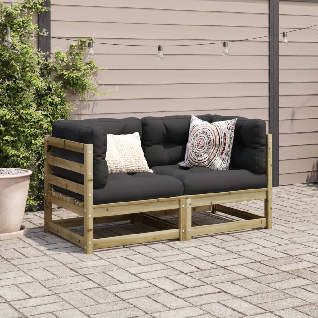 Set Divani Da Giardino 2pz Con Cuscini Legno Impregnato Di Pino - Image 3