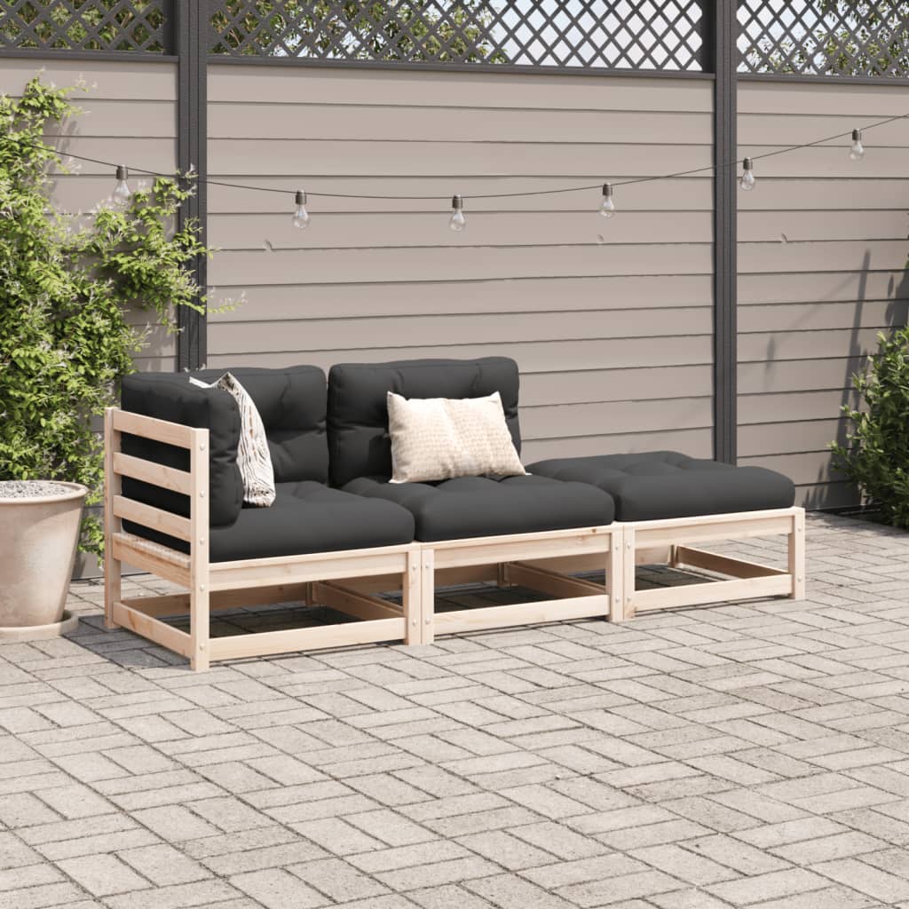 Set Divani Giardino 3 Pz Con Cuscini In Legno Massello Di Pino - Image 3