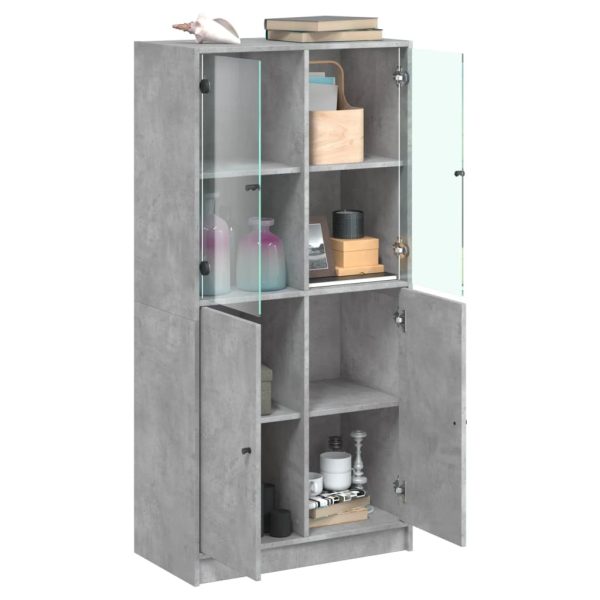 Credenza Con Ante Grigio Cemento 68x37x142 Cm Legno Multistrato - Image 4