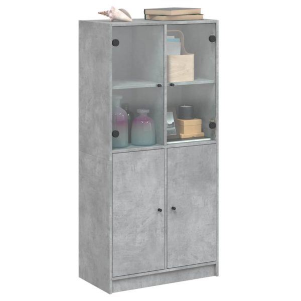 Credenza Con Ante Grigio Cemento 68x37x142 Cm Legno Multistrato - Image 5