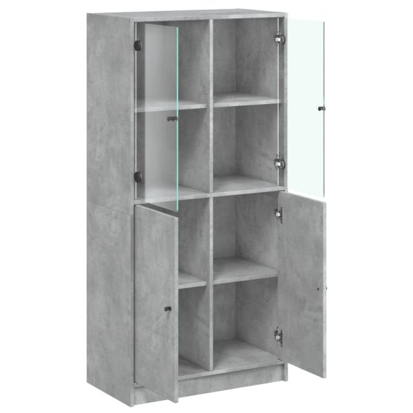 Credenza Con Ante Grigio Cemento 68x37x142 Cm Legno Multistrato - Image 6