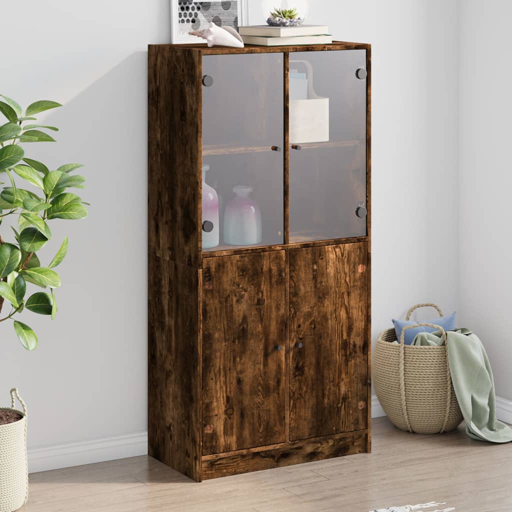 Credenza Con Ante Rovere Fumo 68x37x142 Cm Legno Multistrato