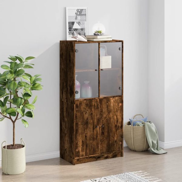 Credenza Con Ante Rovere Fumo 68x37x142 Cm Legno Multistrato - Image 3