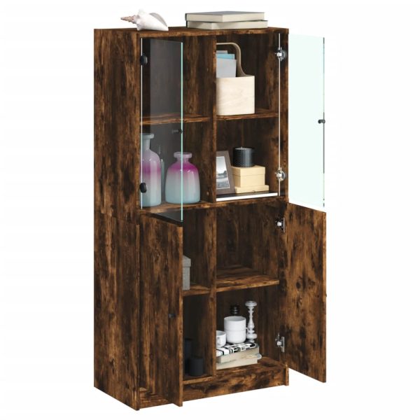 Credenza Con Ante Rovere Fumo 68x37x142 Cm Legno Multistrato - Image 4