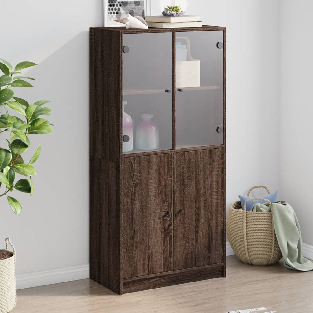 Credenza Con Ante Rovere Marrone 68x37x142 Cm Legno Multistrato
