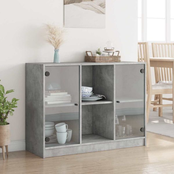 Credenza Grigio Cemento 102x37x75,5 Cm In Legno Multistrato - Image 3