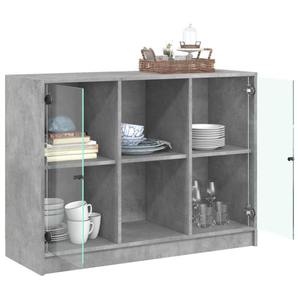 Credenza Grigio Cemento 102x37x75,5 Cm In Legno Multistrato - Image 4