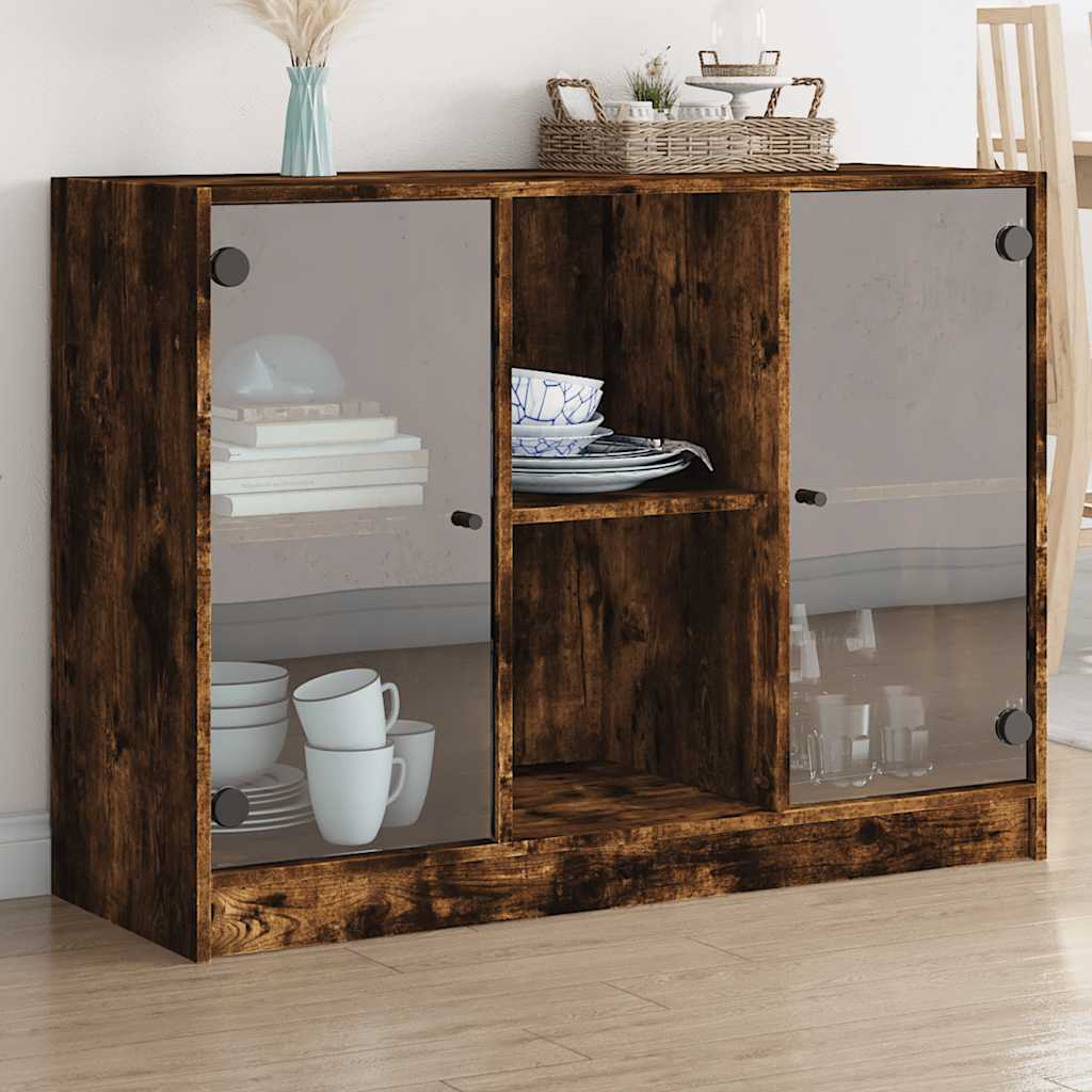 Credenza Rovere Fumo 102x37x75,5 Cm In Legno Multistrato