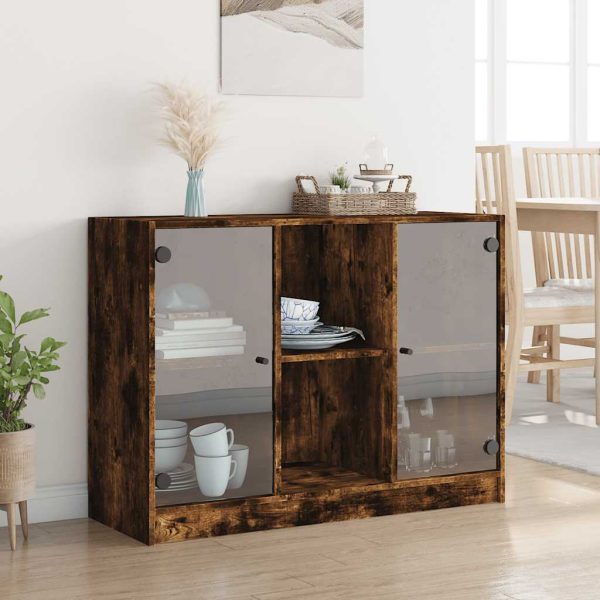 Credenza Rovere Fumo 102x37x75,5 Cm In Legno Multistrato - Image 3