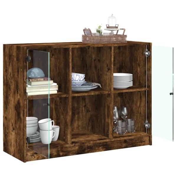 Credenza Rovere Fumo 102x37x75,5 Cm In Legno Multistrato - Image 4