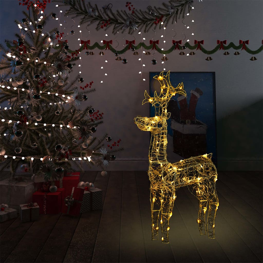 Renne E Slitta Decorazione Natale 90 Led 60x16x100 Cm Acrilico