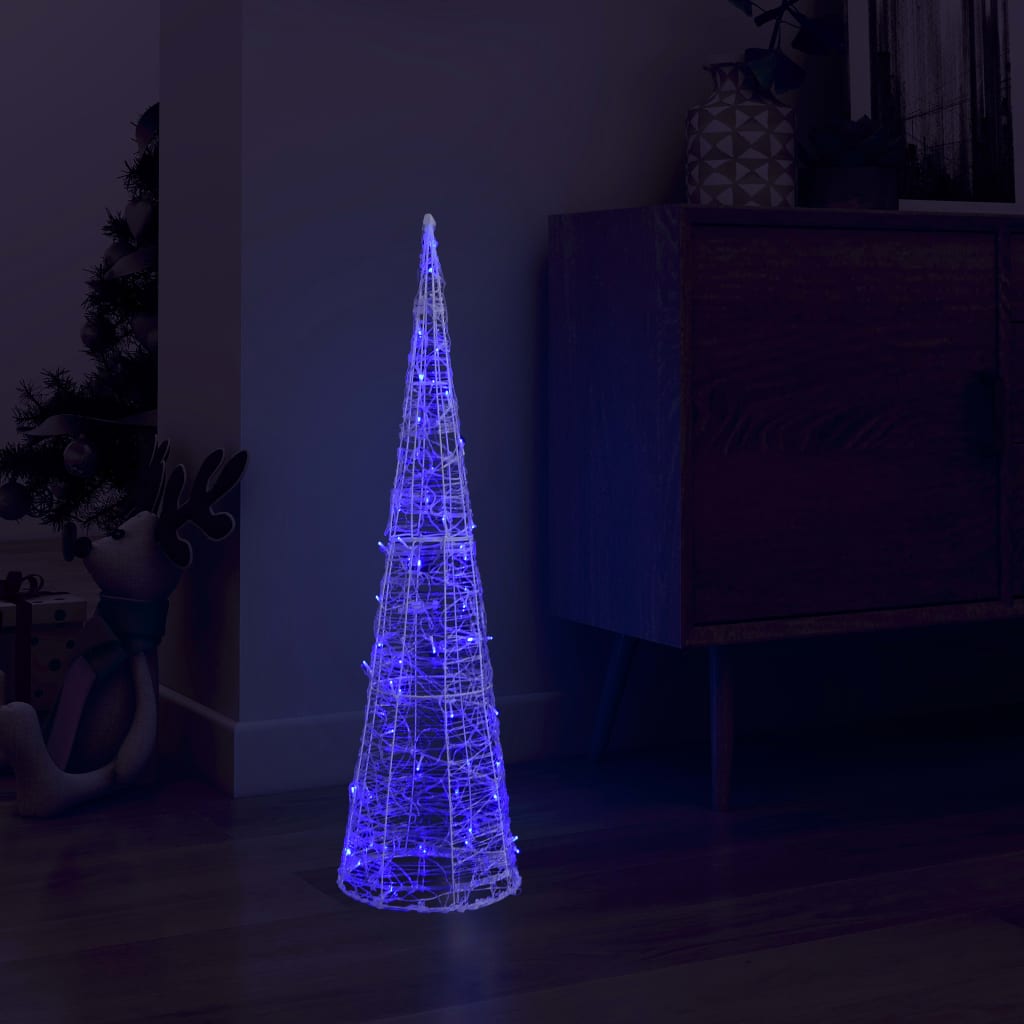 Piramide Decorativa Cono Di Luce Led Acrilico Blu 90 cm