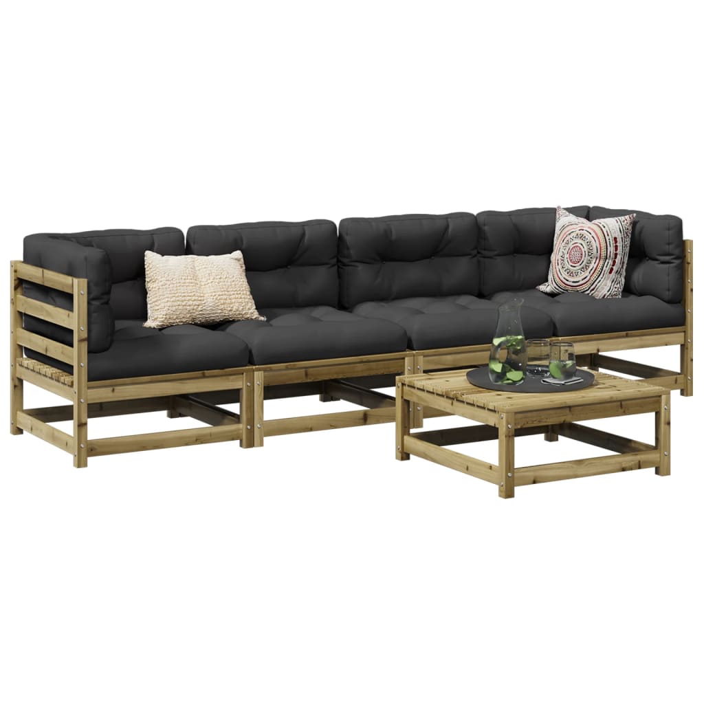 Set Divani Da Giardino 5 Pz In Legno Impregnato Di Pino