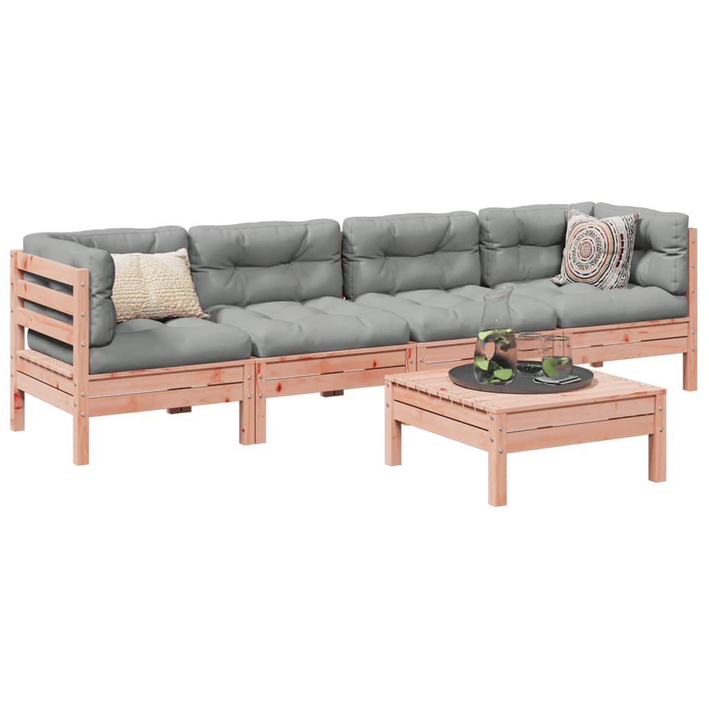 Set Divani Giardino 5 Pz Cuscini Legno Massello Abete Douglas