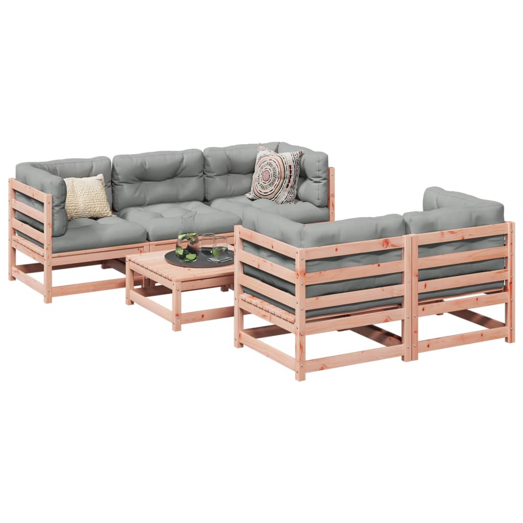 Set Divani Giardino 6 Pz Cuscini Legno Massello Abete Douglas