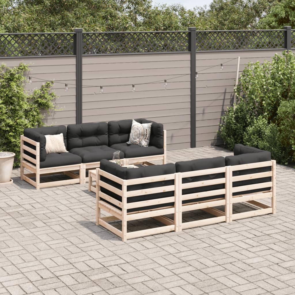 Set Divani Da Giardino 7 Pz In Legno Massello Di Pino - Image 3