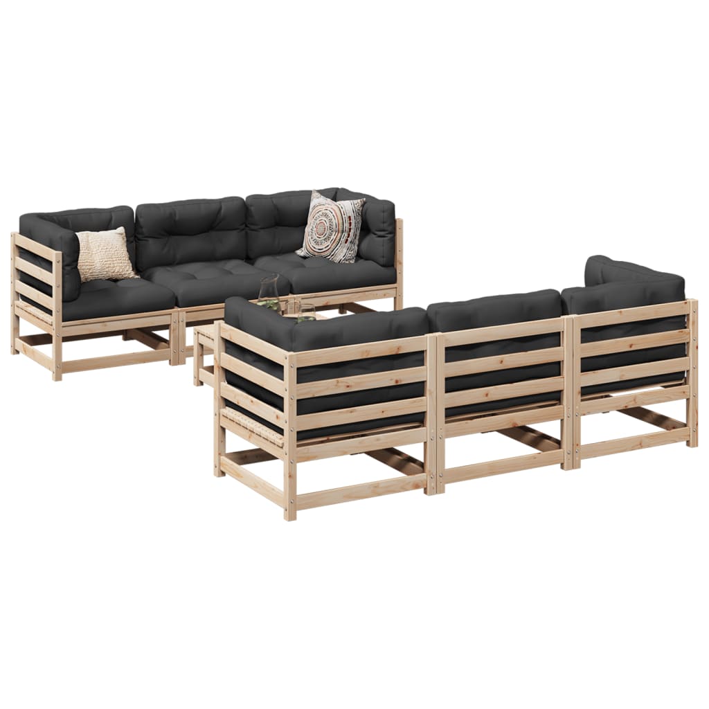 Set Divani Da Giardino 7 Pz Con Cuscini Legno Massello Di Pino