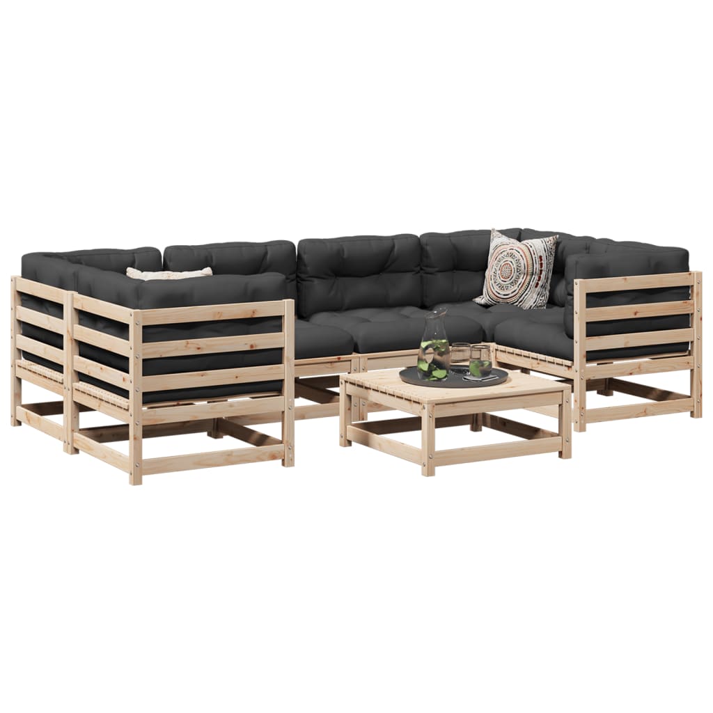 Set Divani Da Giardino 7 Pz In Legno Massello Di Pino