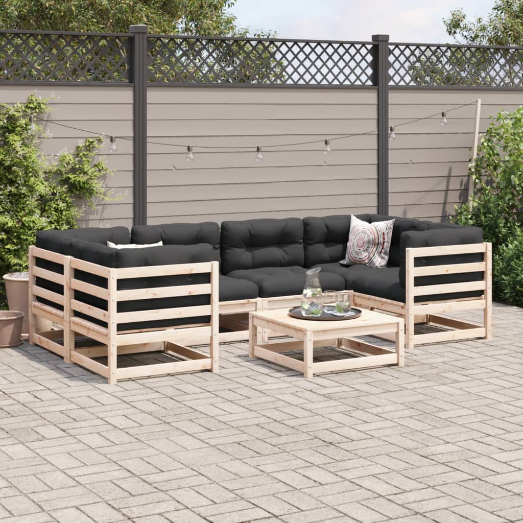 Set Divani Da Giardino 7 Pz In Legno Massello Di Pino - Image 3